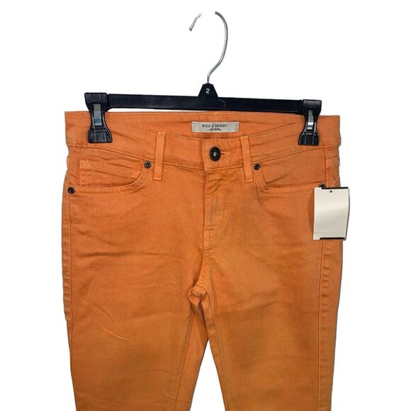Rich & Skinny Coronado Crop Jeans Womens Size 26 Monarch Orange Stretchy - Picture 6 of 12